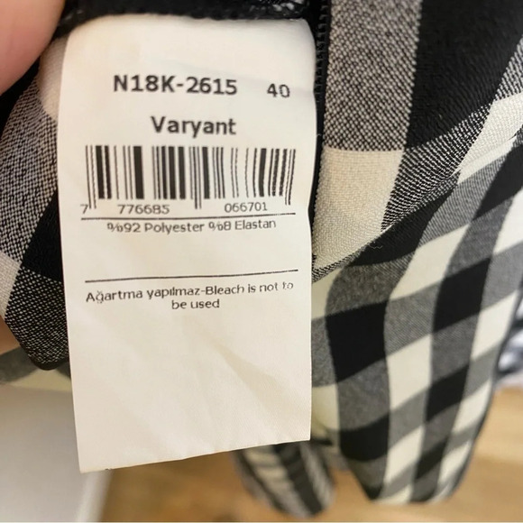 NWT Nocturne Plaid Gingham Black & White Buffalo Check Plaid Belted Bow … - Picture 7 of 9